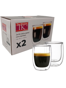 Set x2 jarros para espresso vidrio doble pared 90c - SET DE JUEGOS DE CAFE