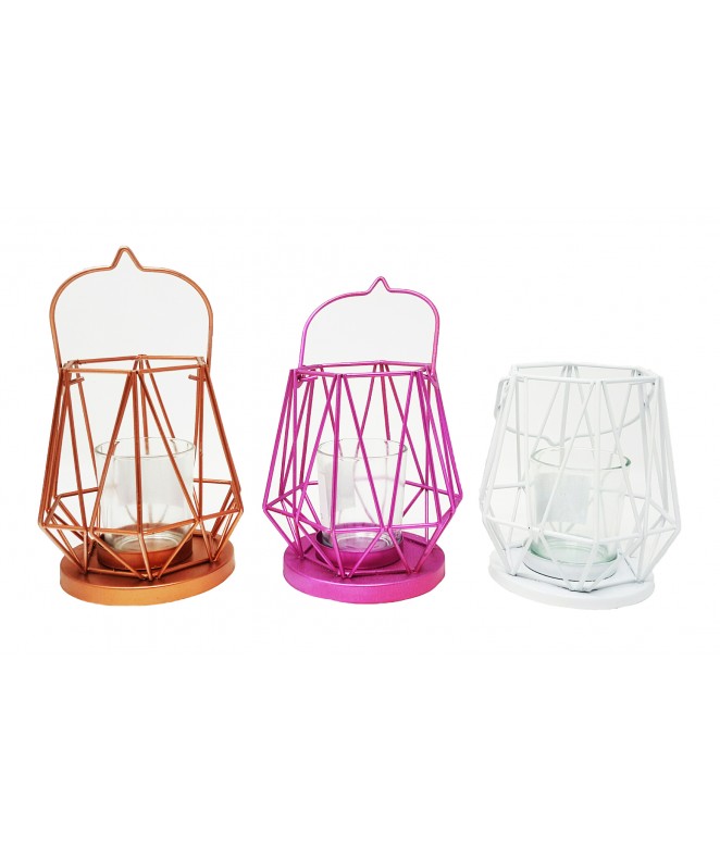 Porta velas diseno triangulos  12.5X7CM - DECO