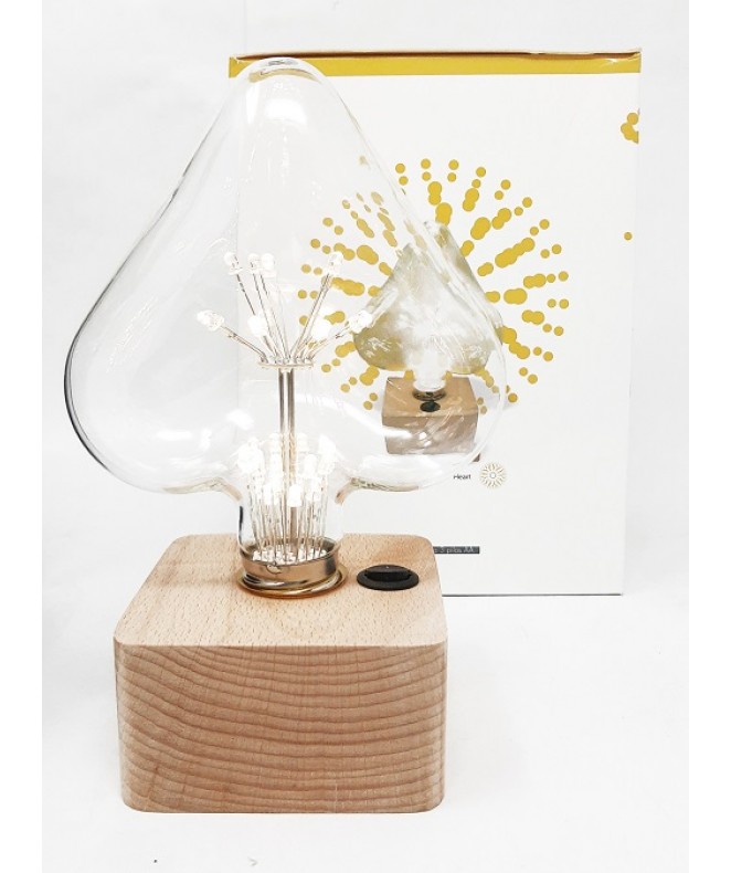 Lámpara c/luces LED y base de madera 11.5x8x18cm - ADORNOS