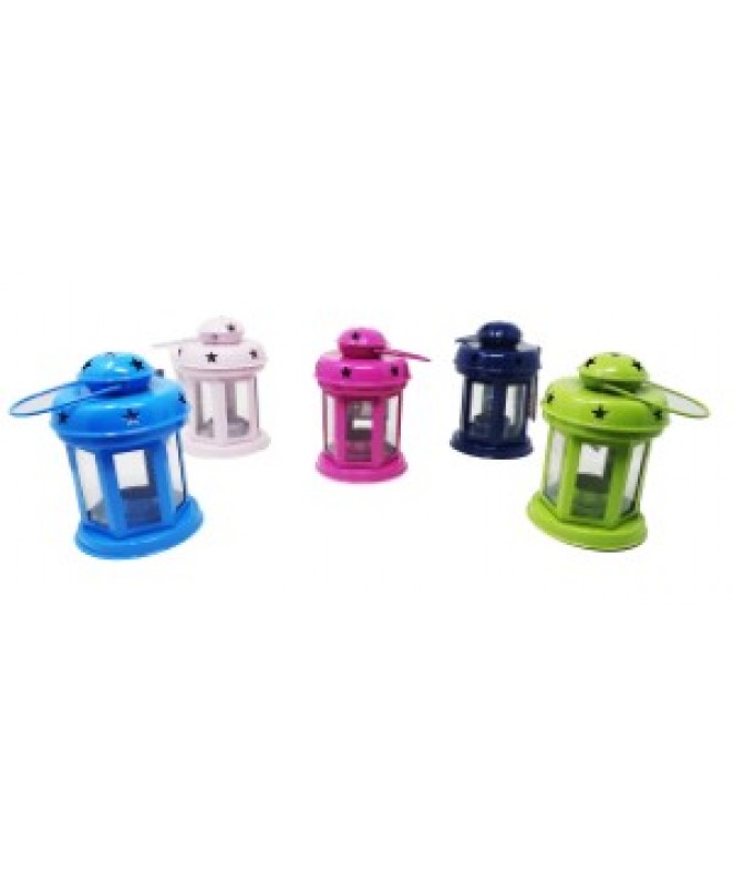 Farol portavela c/ estrellas 14cm x Ø10cm aprox - DECO