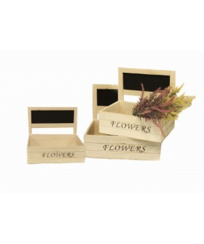 Set x3 cajones blanco .Flowers. c/pizarra - 33x28 - MADERA