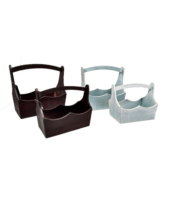 Set x2 porta macetas c/manija - Madera - MADERA