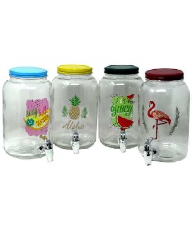 Dispenser de vidrio deco VERANO- cap 3l aprox. - DISPENSER Y FRASQUITOS