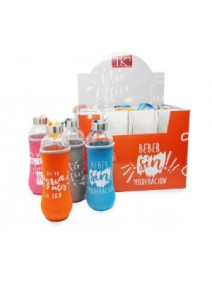 Botella de vidrio c/funda protectora 400cc - 4 col - VIDRIO