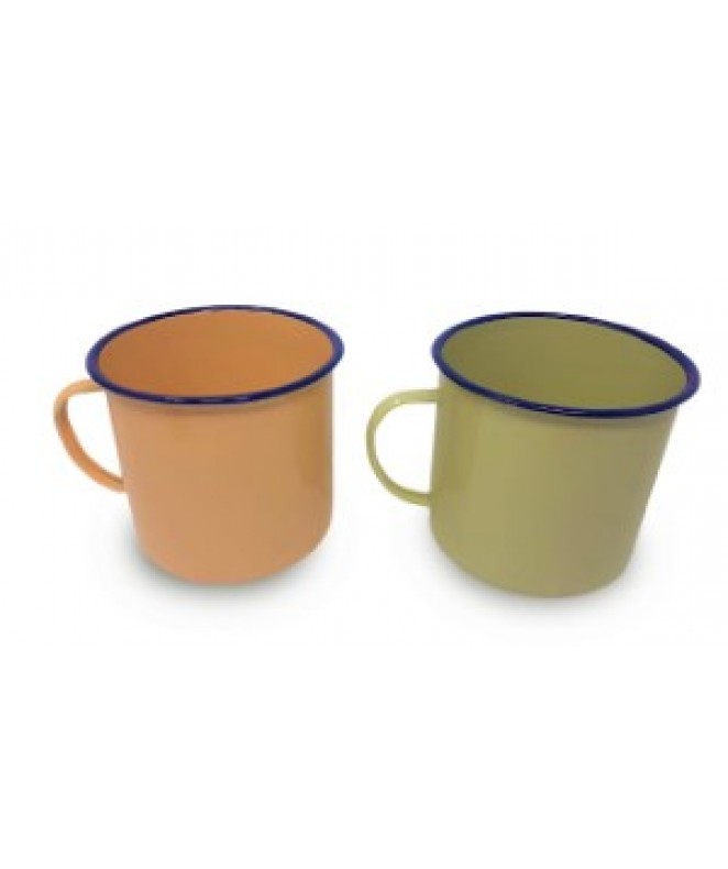 Jarro liso enlozado 12cm  aprox- amarillo y verde - ENLOZADO