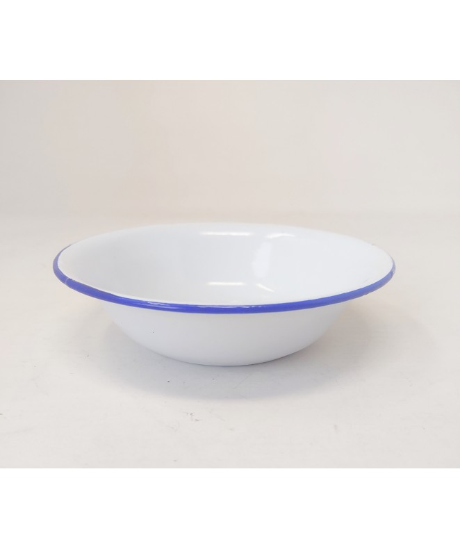 Bowl enlozado blanco con borde azul 14cm - ENLOZADO