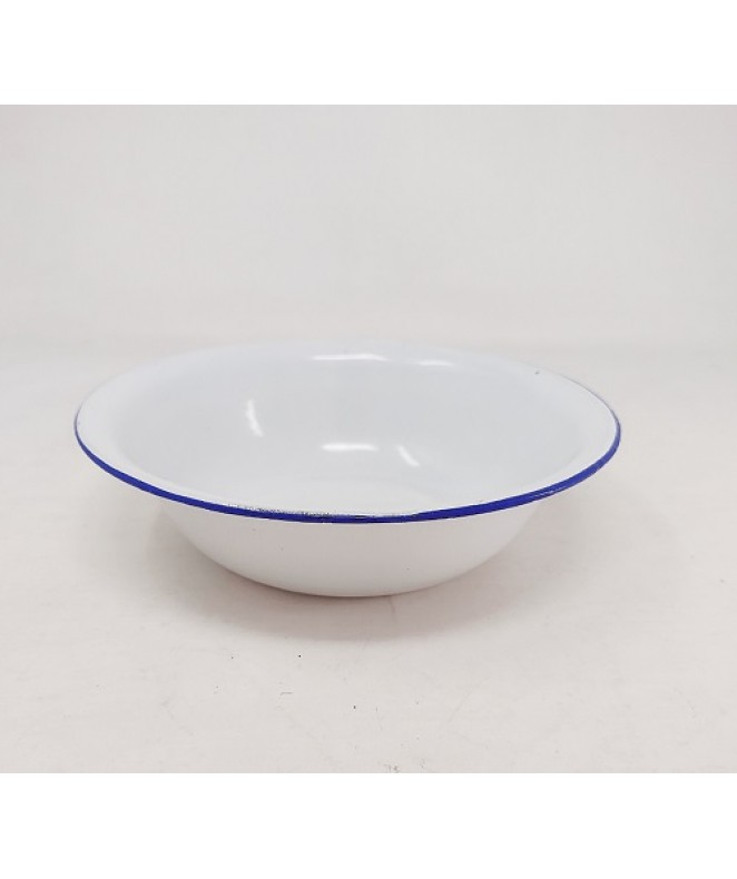 Bowl enlozado blanco con borde azul 18cm - ENLOZADO