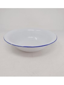 Bowl enlozado blanco con borde azul 22cm - ENLOZADO