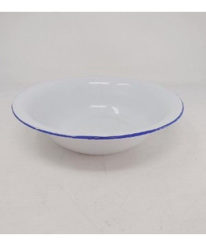 Bowl enlozado blanco con borde azul 22cm - ENLOZADO