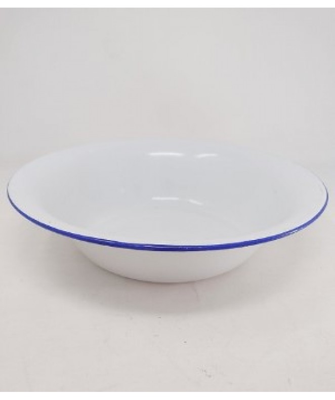 Bowl enlozado blanco con borde azul 26cm - ENLOZADO