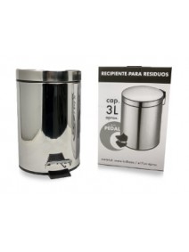 Recipiente redondo p/residuos de acero c/pedal 3L - LINEA PRISMA BLUE