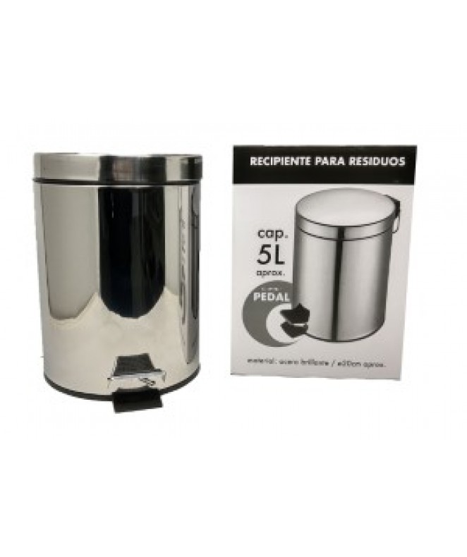 Recipiente redondo p/residuos de acero c/pedal 5L - LINEA PRISMA BLUE