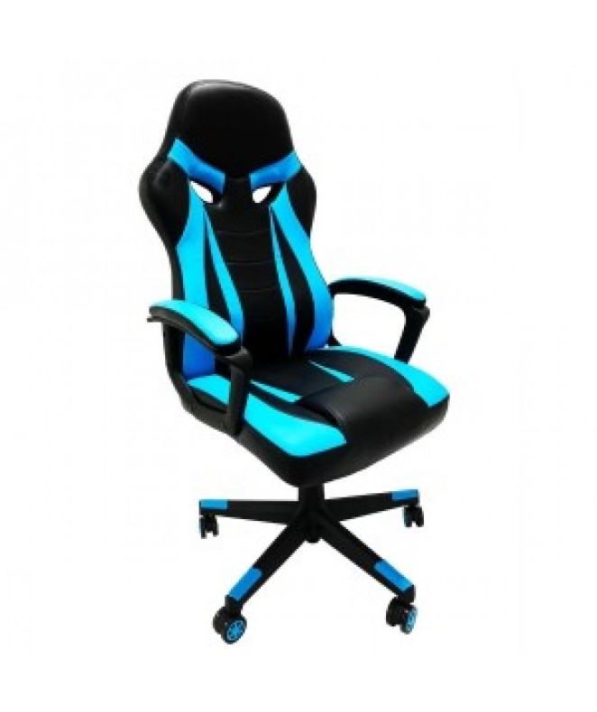 SILLON GAMER TAPIZADO COLOR NEGRO/CELES C/APOYABRA - PLAYA