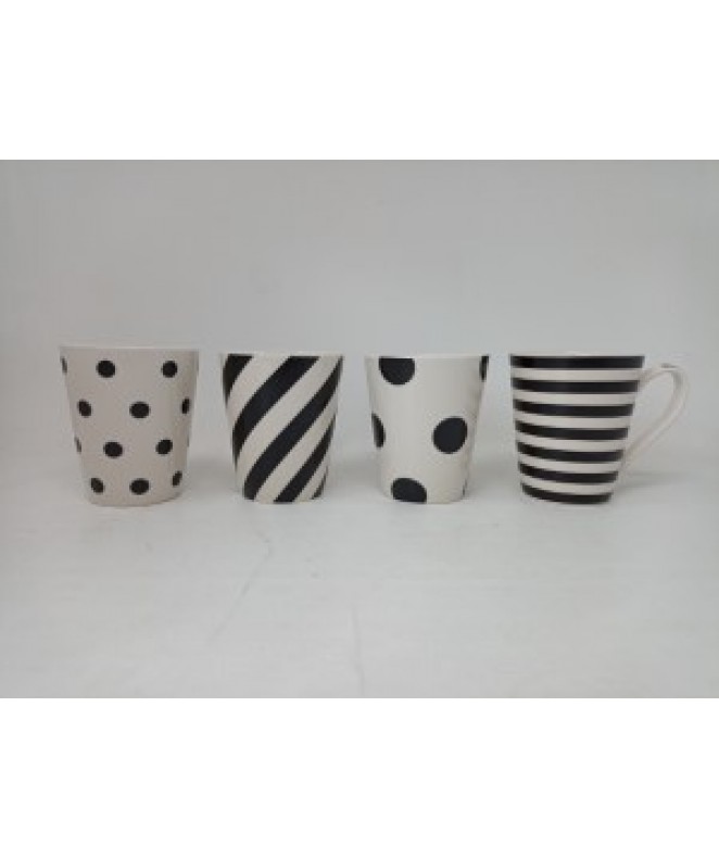Jarro mug cónico 300cc  - 4 deco b&N - JARROS Y TAZONES