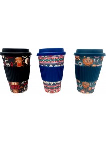 Vaso de bambu c/tapa y agarre de silic 450cc. 3sur - VIDRIO