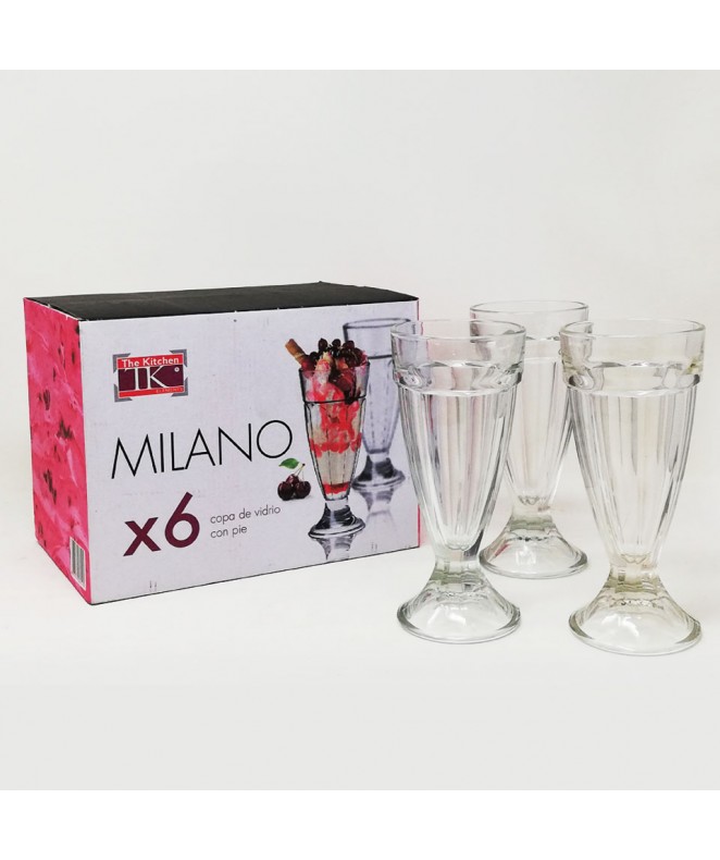 Px6 vasos milkshake c/pie MILANO 330ml aprox. - COPAS DE HELADO