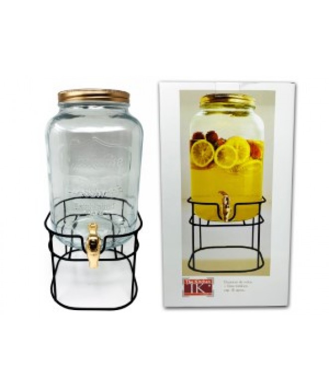 Dispenser de vidrio c/base metalica -cap 8l aprox - DISPENSER Y FRASQUITOS