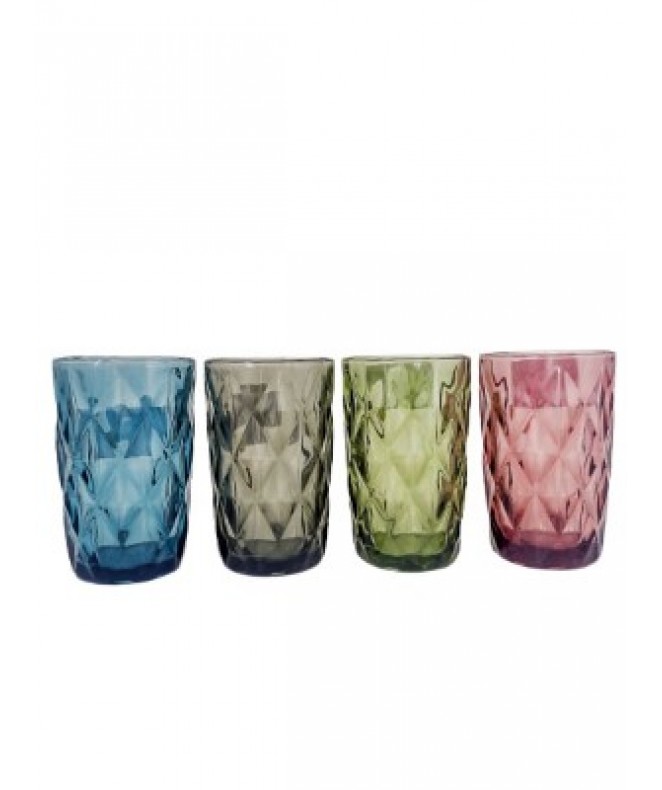 Set x6 vasos vidrio color - 370cc ap - 2 col x caj - VIDRIO  DISCONTINUO