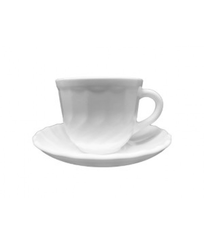 Taza de té PRAGA 220cc + platito- vidrio opalino - VIDRIO OPAL