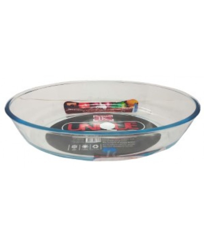 Fuente oval vidrio UNIQUE 30x21x6.5cm aprox - PARA SERVIR Y PARA HORNO