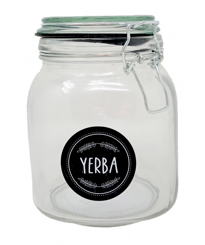 Tarro de vidrio YERBA c/tapa vidrio herm-1000cc - FRASCOS