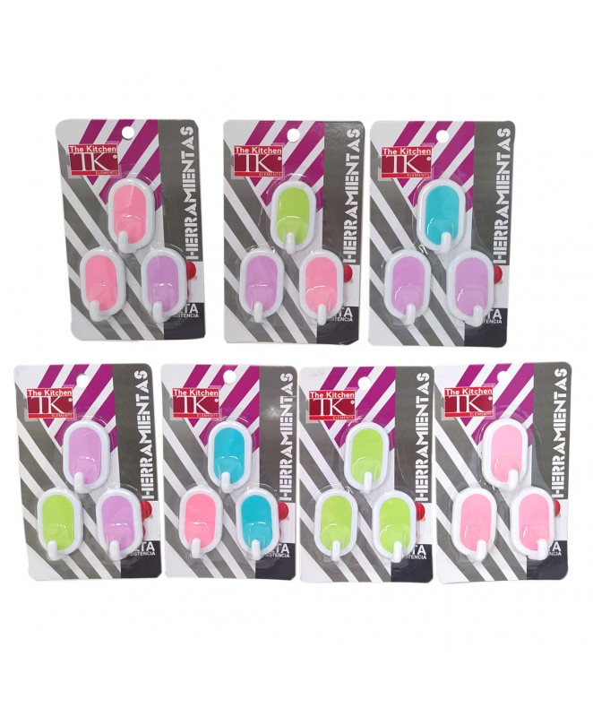 Set x3 ganchos adhesivos ovales bicolor - GANCHOS ADHESIVOS