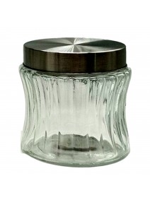 Tarro de vidrio /silueta-tapa color plata- MILAN- cap 800cc