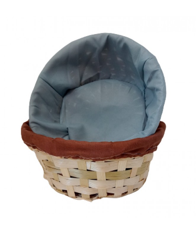 Cesta redonda c/tela 20x8cm aprox- 2 colores - MIMBRE