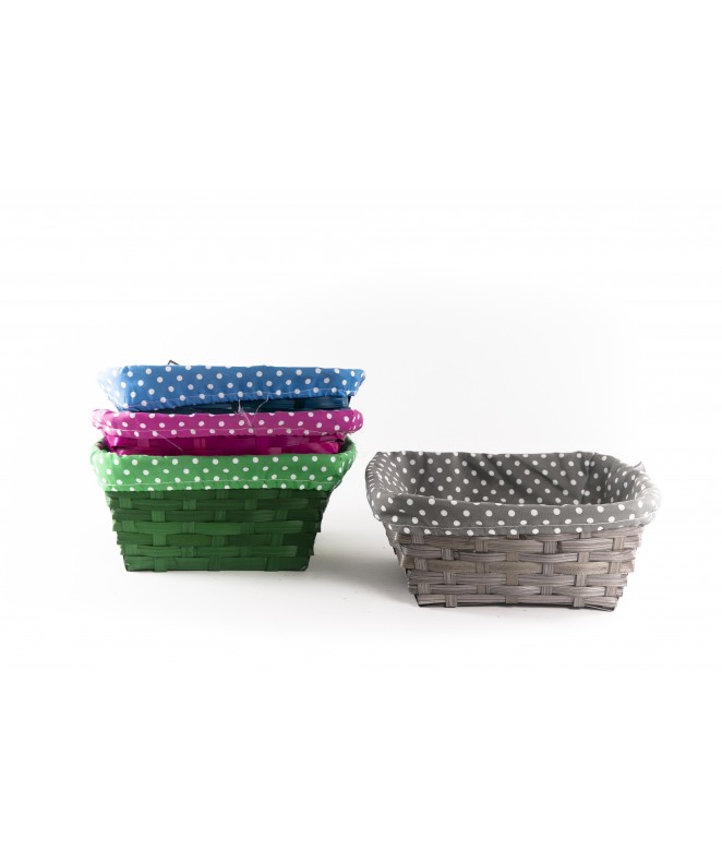 Cesta lunares cuad c/tela 20cm aprox- vs colores - MIMBRE