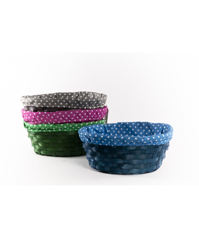 Cesta lunares oval c/tela 20x18cm aprox- vs colore - MIMBRE