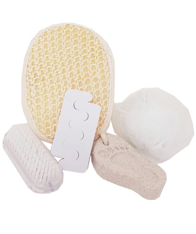 Set de spa - 5 pzas- esponja/separador/vegetal/pom - SET D SPA