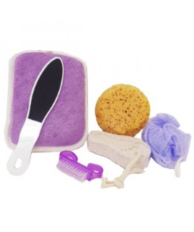 Set de spa - 5 pzas- lima/esponja/vegetal/pomez/ce - SET DE SPA