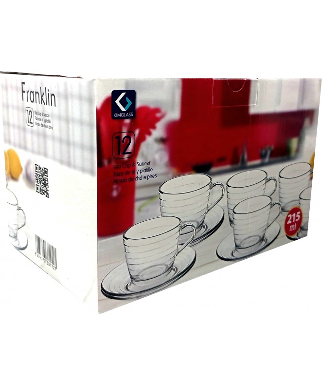 Set x12 (6 Tazas de té 210 ml + 6 platitos FRANKLIN) - 