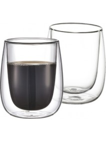 Set x2 jarros mug vidrio doble pared 200cc aprox - 