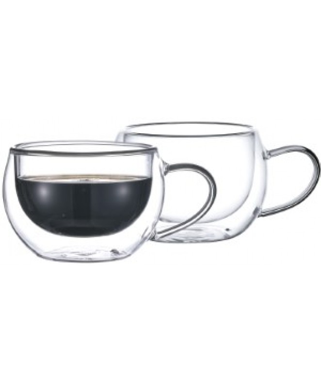 Set x2 tazas de café doble con asa vidrio doble pa - 