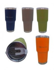 Vaso acero inox 600cc aprox- con borde ac y tapa. 4 col. - VAJILLAS Y VASOS