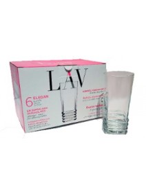 px6 vasos ELEGAN t/l 335cc aprox. - VIDRIO  DISCONTINUO