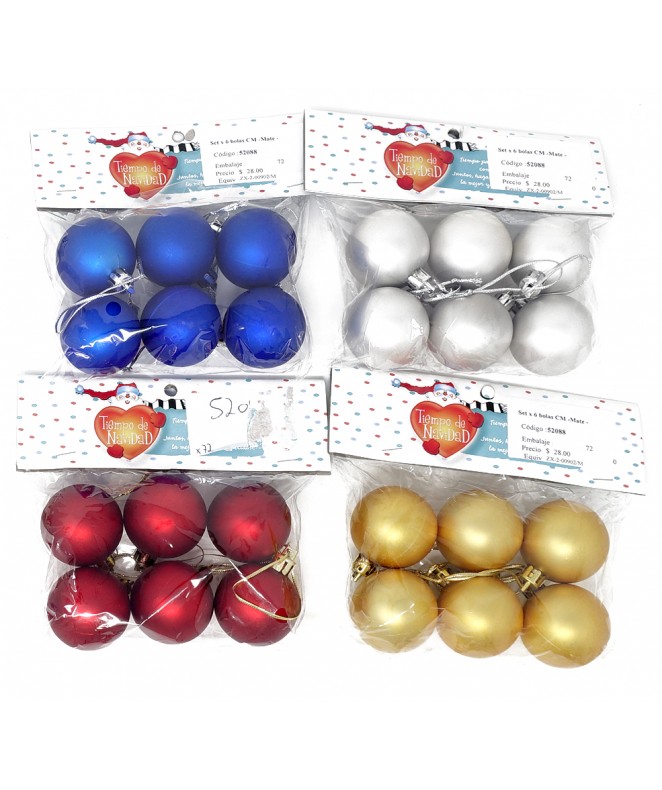Set x 6 bolas CM -Mate - - NAVIDAD