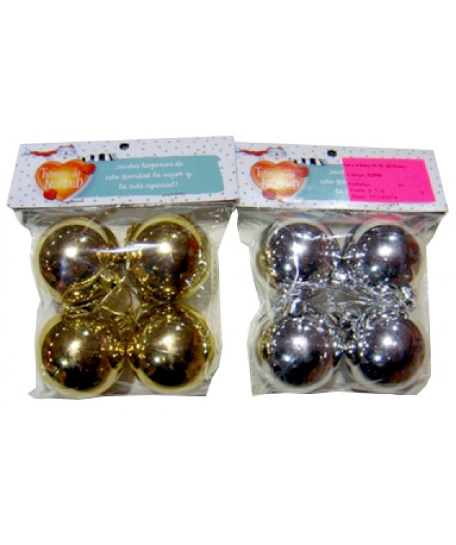 Set x 4 bolas 5CM -Brillante - - NAVIDAD