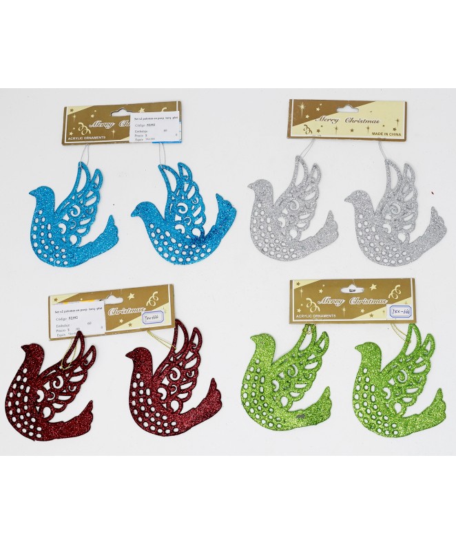 Set x2 palomas en purp  turq -plat -verd- cobre - 