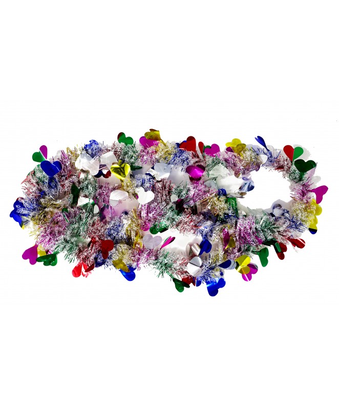 Boa transparente nevada c/corazones multicolor - NAVIDAD