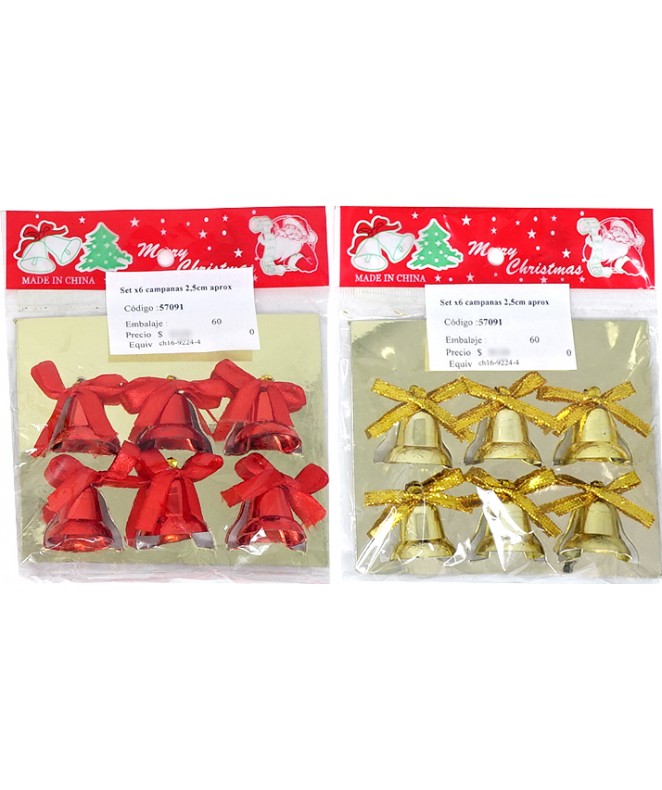 Set x6 campanas 2-5cm aprox - NAVIDAD