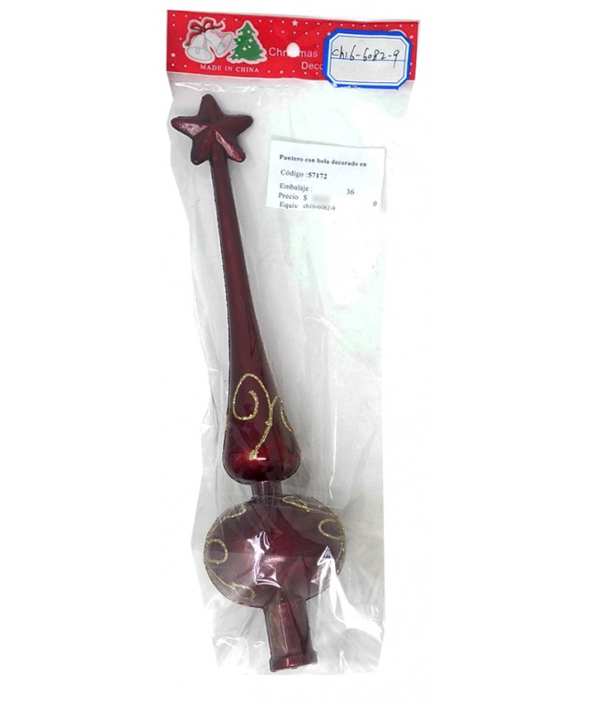 Puntero con bola decorado en purpurina 27cm aprox - NAVIDAD