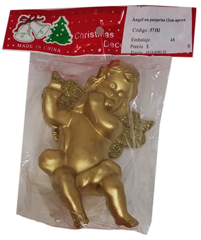 Ángel en purpurina 13cm aprox dorado - NAVIDAD