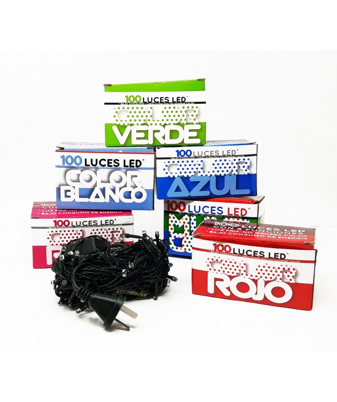 100L Led multicolor- autorizadas- cable verde - 