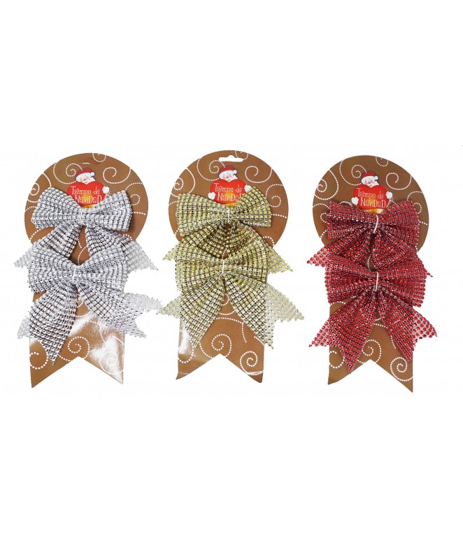 Set x2 moños arpillera 12x14 cm- ro. do. pla - 