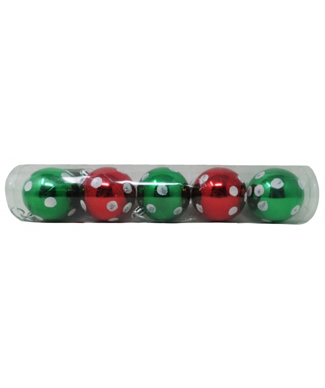Tubo PVC x 5 bolas de 6 cm aprox c/lunares - NAVIDAD