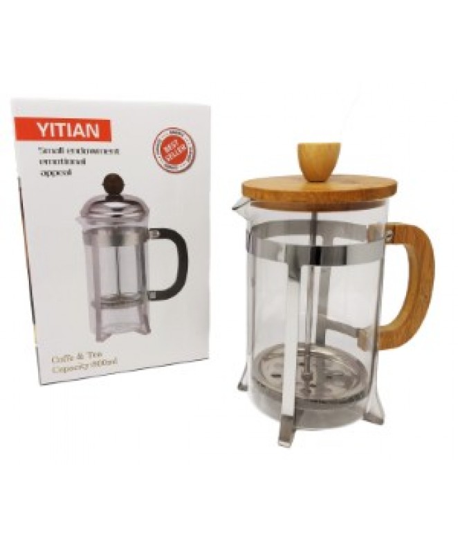 Cafetera vidrio + bamboo - 800ml aprox - DISCONTINUO