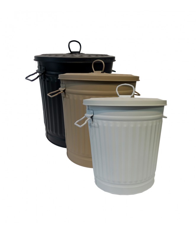 Recipiente de metal c/tapa - cap 18lt aprox - 3col - LATA