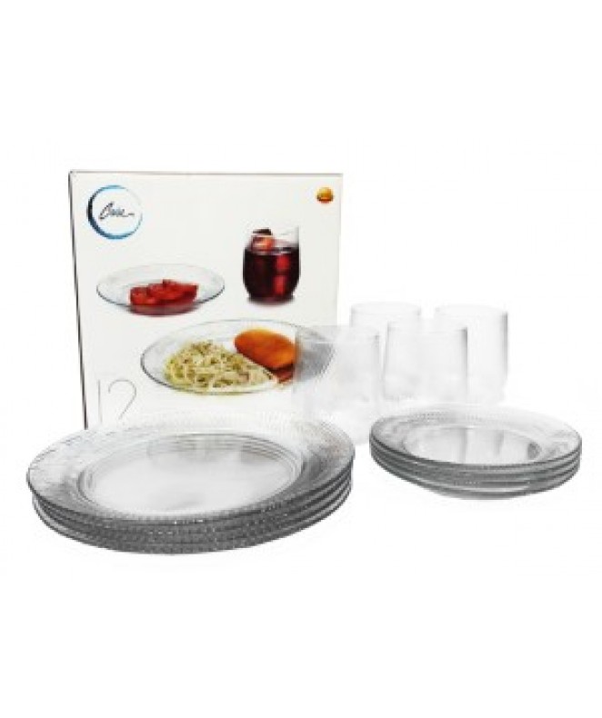 Jgo 12pzs bRISA: 4 plato playo 24cm + 4 plato post - SET EN CAJA DE REGALO